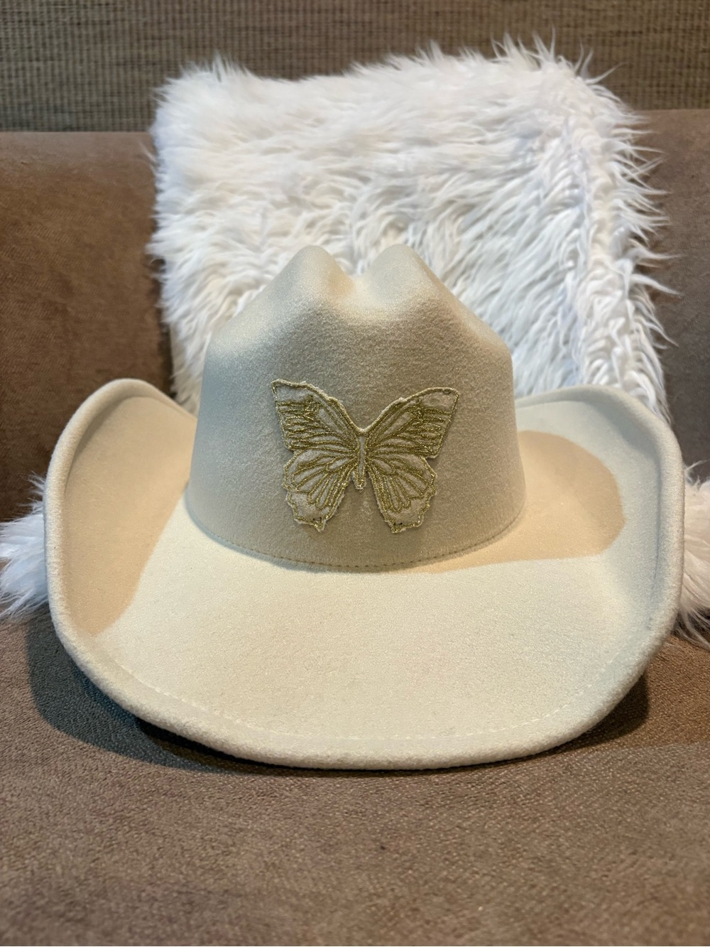Wild Fable Cream Butterfly Felt Cowboy Hat